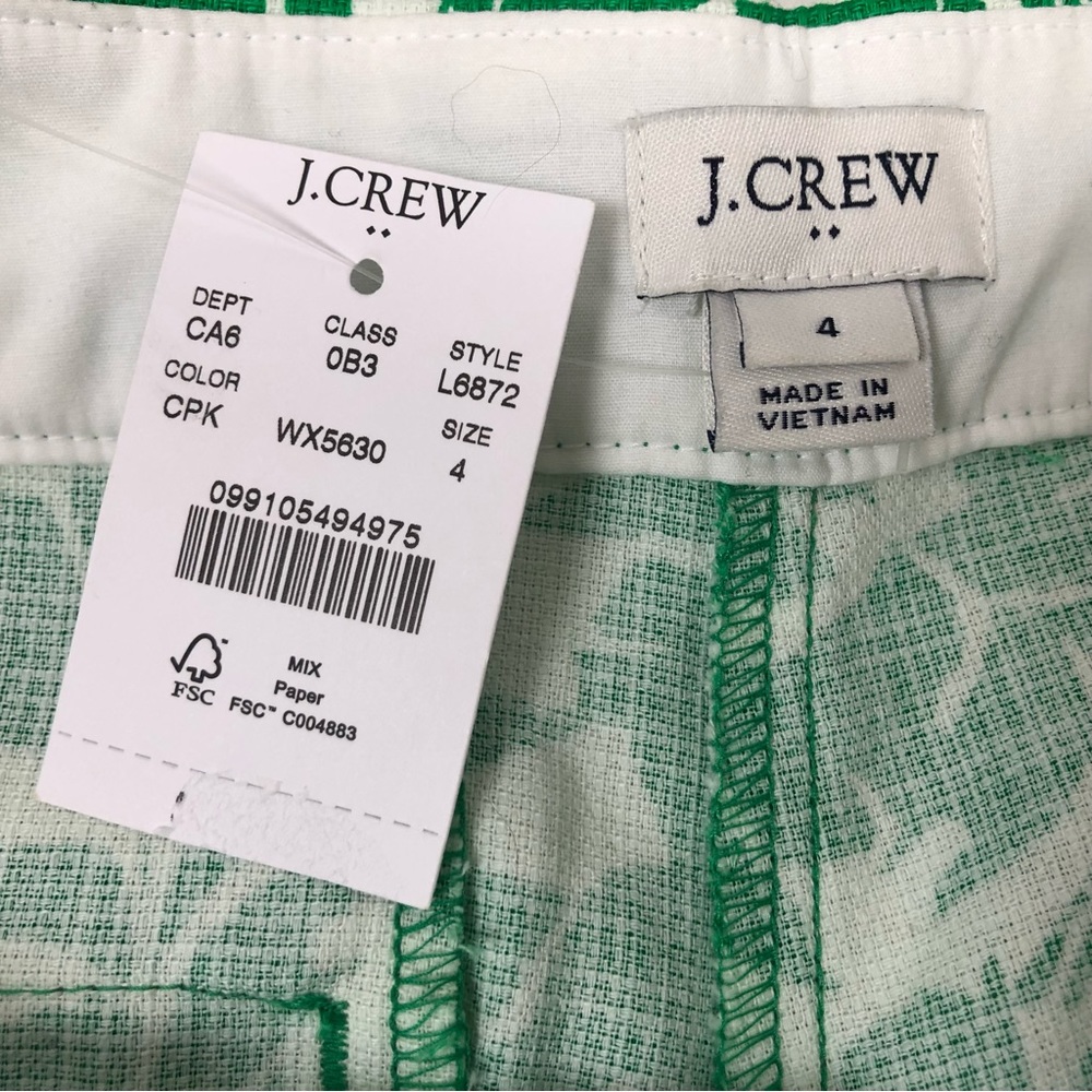 J. Crew Cotton shorts green and white Preppy, summer, classic size 4  Floral - Picture 6 of 16